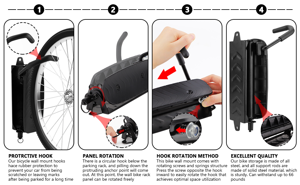 Supporto murale pivotante per bicicletta - Porte-vélos - Support vertical pour vélo - Supports pour vélos de garage