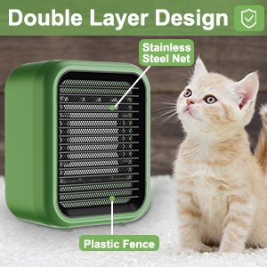 The Air outlet of small space heater has anti-scalding plastic fence and iron mesh double protection
