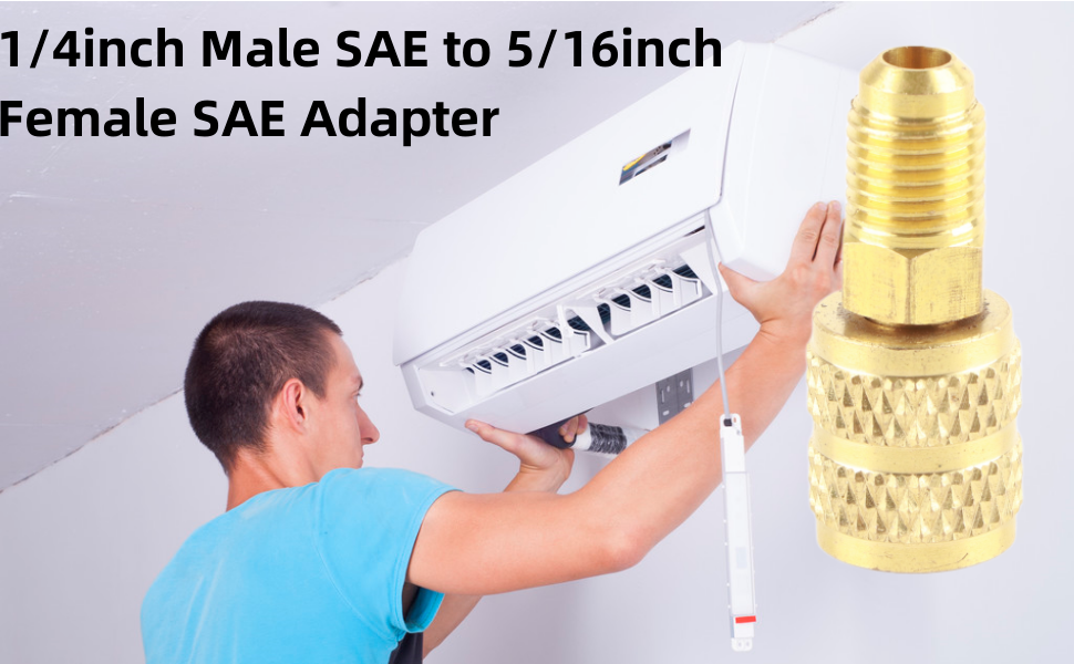 the male is working on an air conditioner.