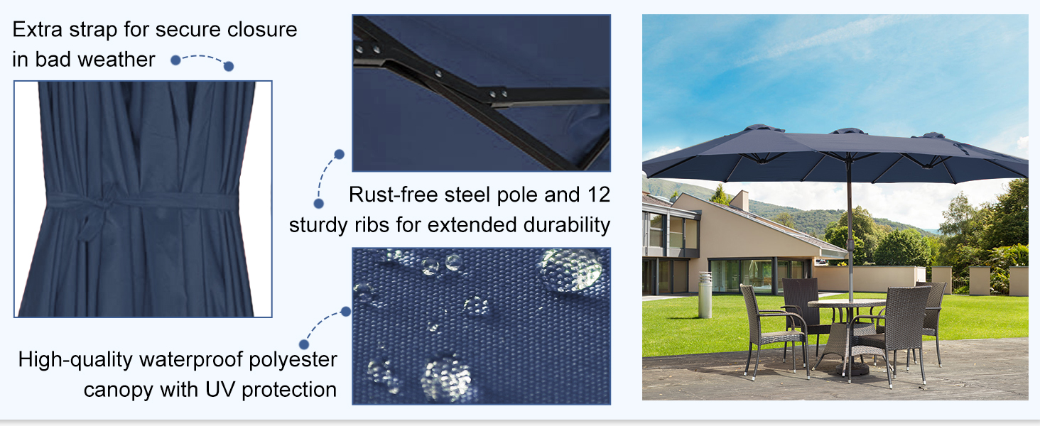 YODOLLA waterproof wind-resistant patio umbrella for patios