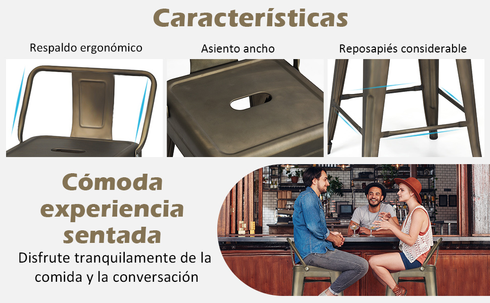 Taburete de Bar Apilable