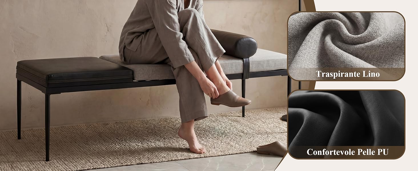 Il testo recita «Ergonomic Line» e «Lumbraneous Tube PT». Sedia in metallo nero con gambe visibili, con design ergonomico della seduta e dettagli in tessuto inseriti nell'inserto.