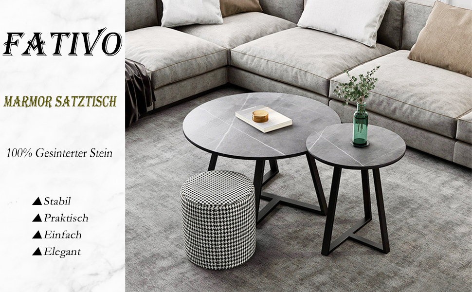 Marmor Satztisch Couchtisch set