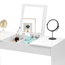 WOLTU Dressing Table White with a Large Mirror Makeup Vanity Table Bedroom Dresser Set with Dressing