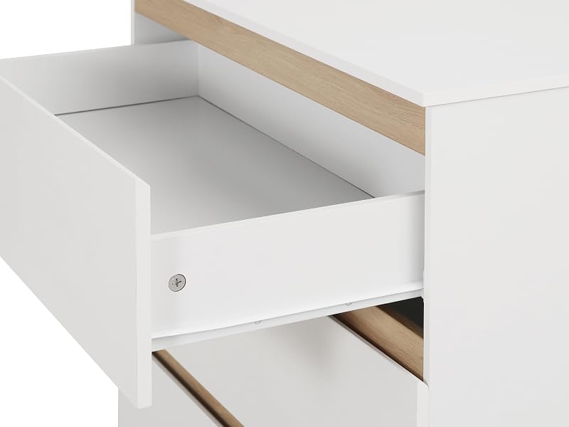 the white chest of drawers with open drawer