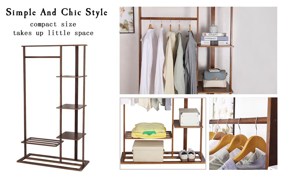 Bamboo Garment Rack With Shelves