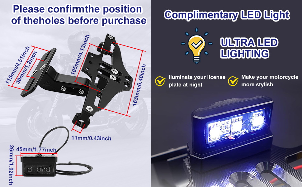 Universal Motorcycle Fender Eliminator With LED Light