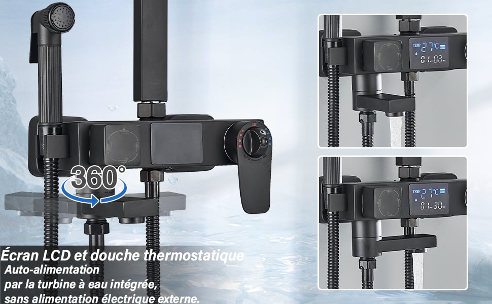 Colonne de Douche Thermostatique Noir