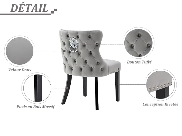 chaise velours gris