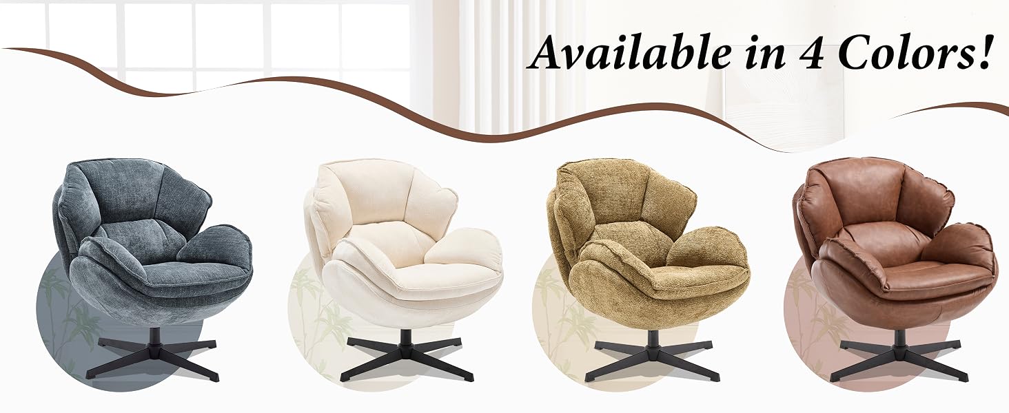 Text reads 'Available in 4 Colors!' Identical to Image 5, showing same lounge chairs in grey, beige, tan, and brown colors from multiple angles.