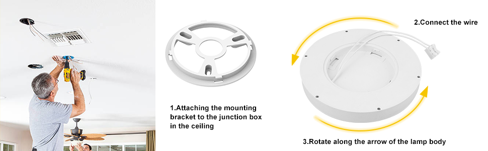 attach the mounting bracket to the junction box in the ceiling