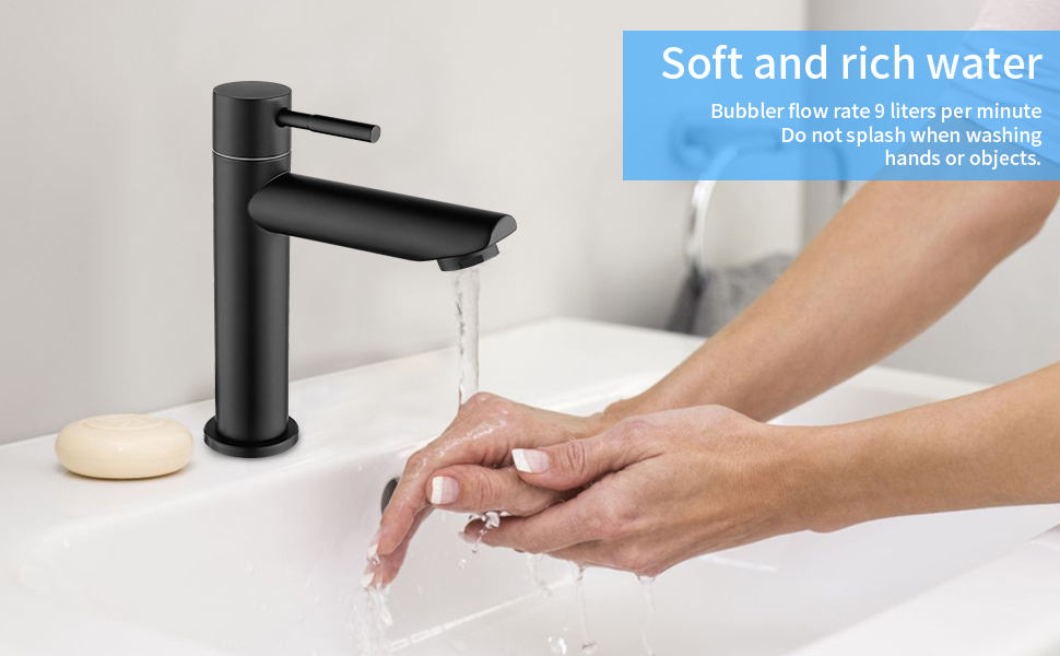 Robinet d'eau froide noir pour toilettes d'invités, robinet d'eau froide, mitigeur monocommande d'eau froide