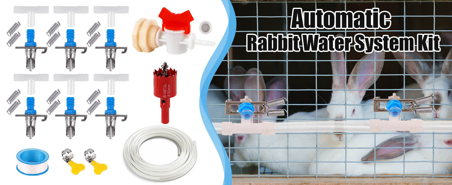 Kit de boquillas y tubos de agua para conejos