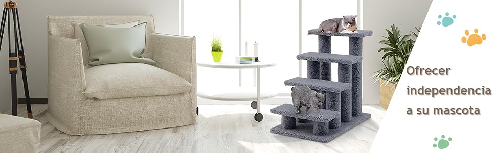 COSTWAY Rascador para Gatos Árbol Juguete Cama Escalador Cat Scratch,