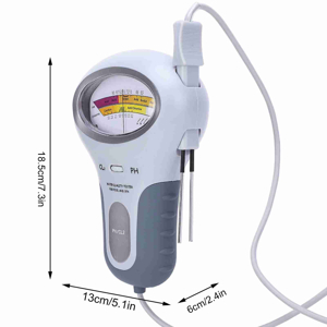 Technical product diagram showing dimensions and features of a white cylindrical appliance or device from different angles.