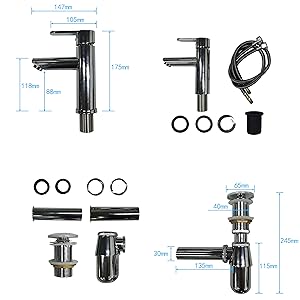 bathroom sink with faucet and drain set