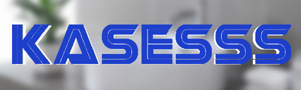 Large blue text spelling 'KASESSS' displayed against a blurred gray background with dimensional lettering effect.