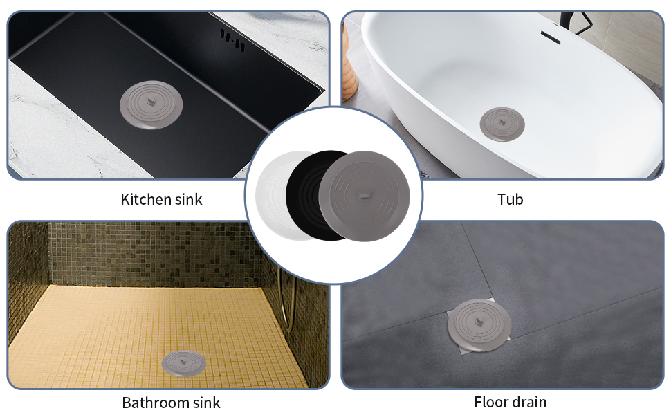 Lot De 3 Bouchons De Baignoire En Silicone - Universels, étanches, Type Ventouse - Pour évier, Lavabo, Baignoire - Réutilisables