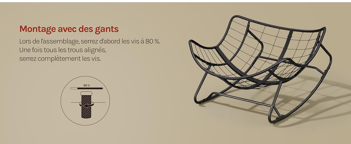 Le texte indique « Montage avis des géants » avec une description du produit en français. L'image montre un panier ou un support en fil métallique avec un motif de grille incliné et une structure de cadre noire.