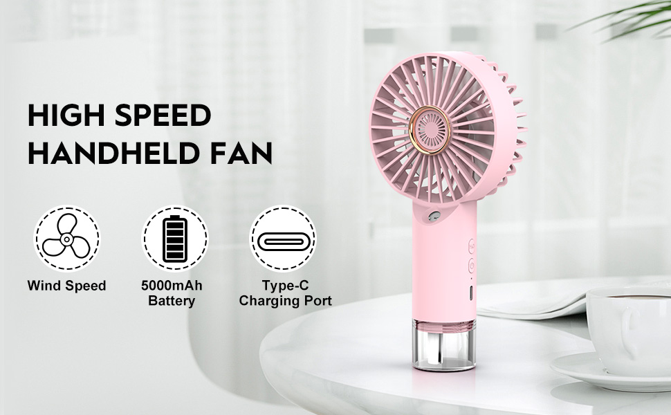 Mini ventilador de mano con función de humidificación