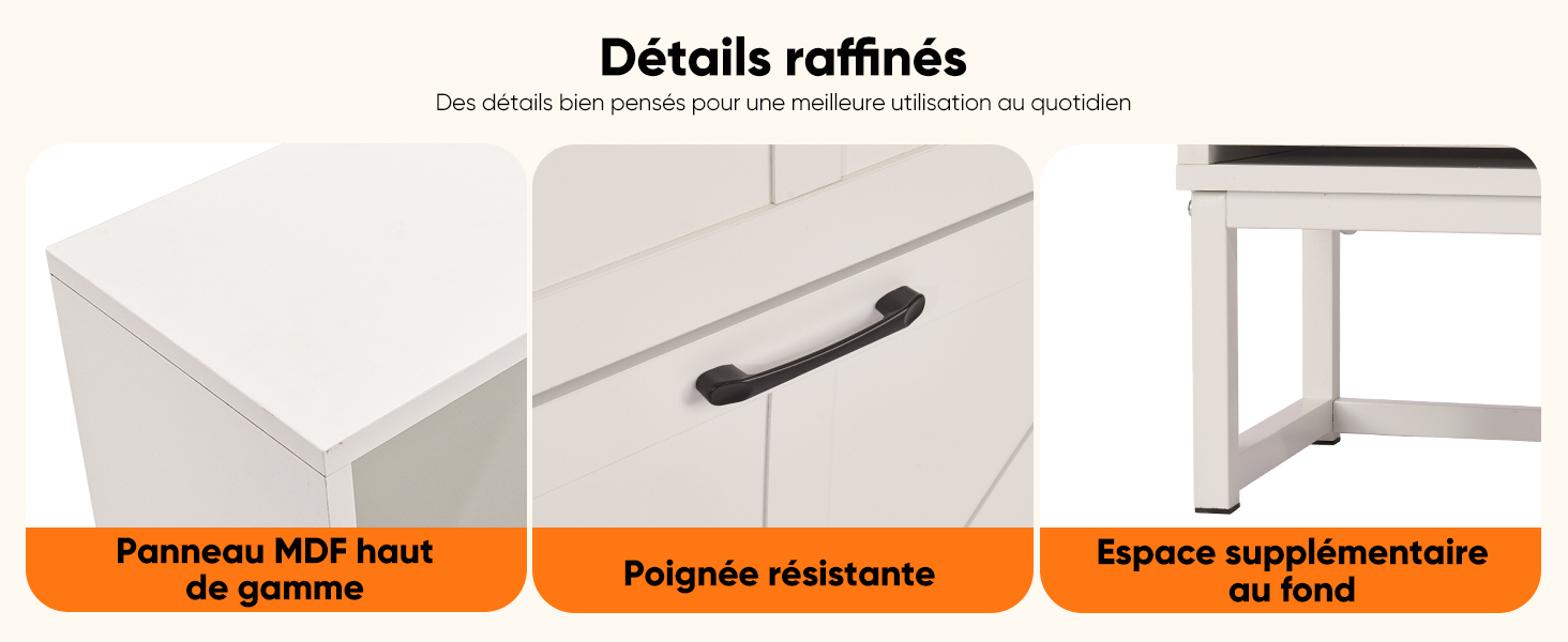 Le texte se lit comme suit : « Détails femmes ». Schéma du produit montrant les spécifications techniques et les composants d'un meuble ou d'un élément d'assemblage.