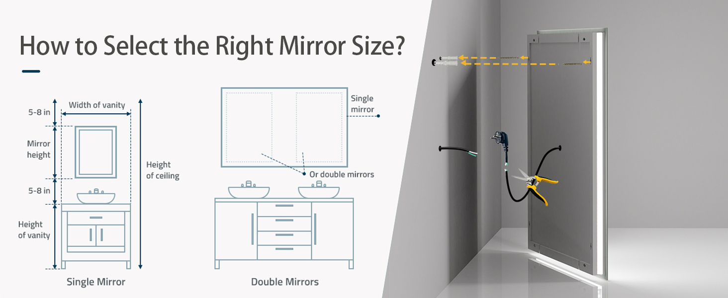LUVODI Specchio da Bagno con LED luce da parete