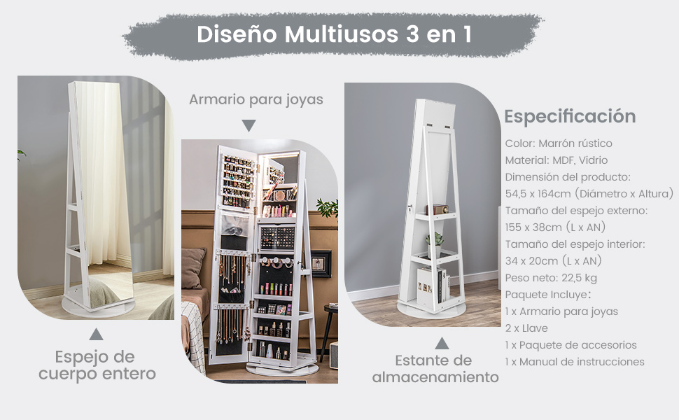 Armario para Joyas Giratorio 360°