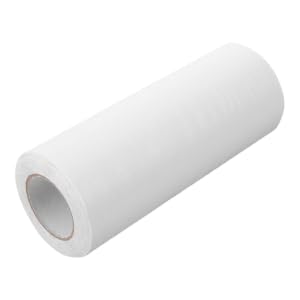 A large roll of white paper towels or disposable cleaning cloth. The roll is cylindrical with a hollow core, standing upright against a white background.