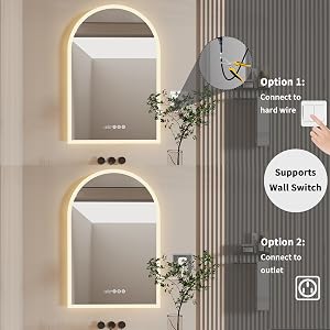 LUVODI Specchio da Bagno Retroilluminato con LED Orologio 60x90cm Arco 