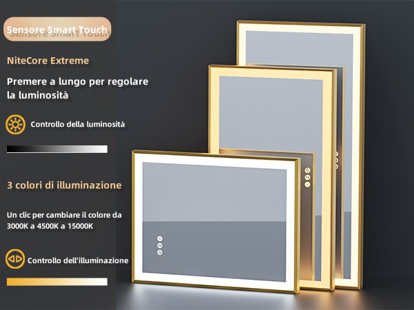 LUVODI SPECCHIO BAGNO CON FRONTALE LUCE LED LUSSO DECORATIVO CASA