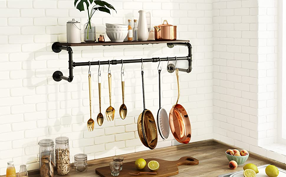 laundry room shelf with hanging rod