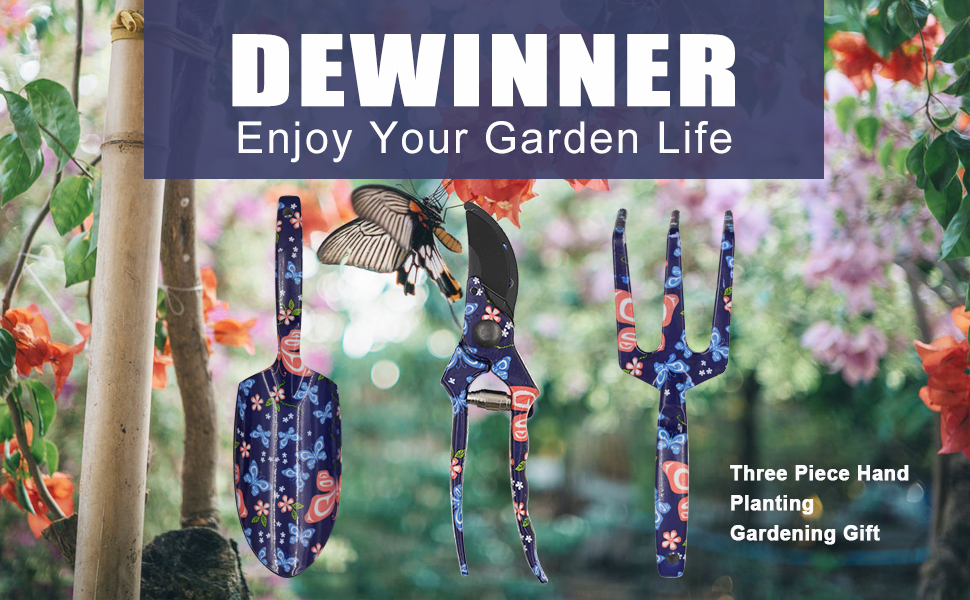 DEWINNER Ensemble d'outils de jardinage 3 pièces Cadeau de jardinage pour plantation à la main