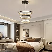 Siittoo Modern LED Chandelier, 90W Dimmable Modern LED Black Pendant Light