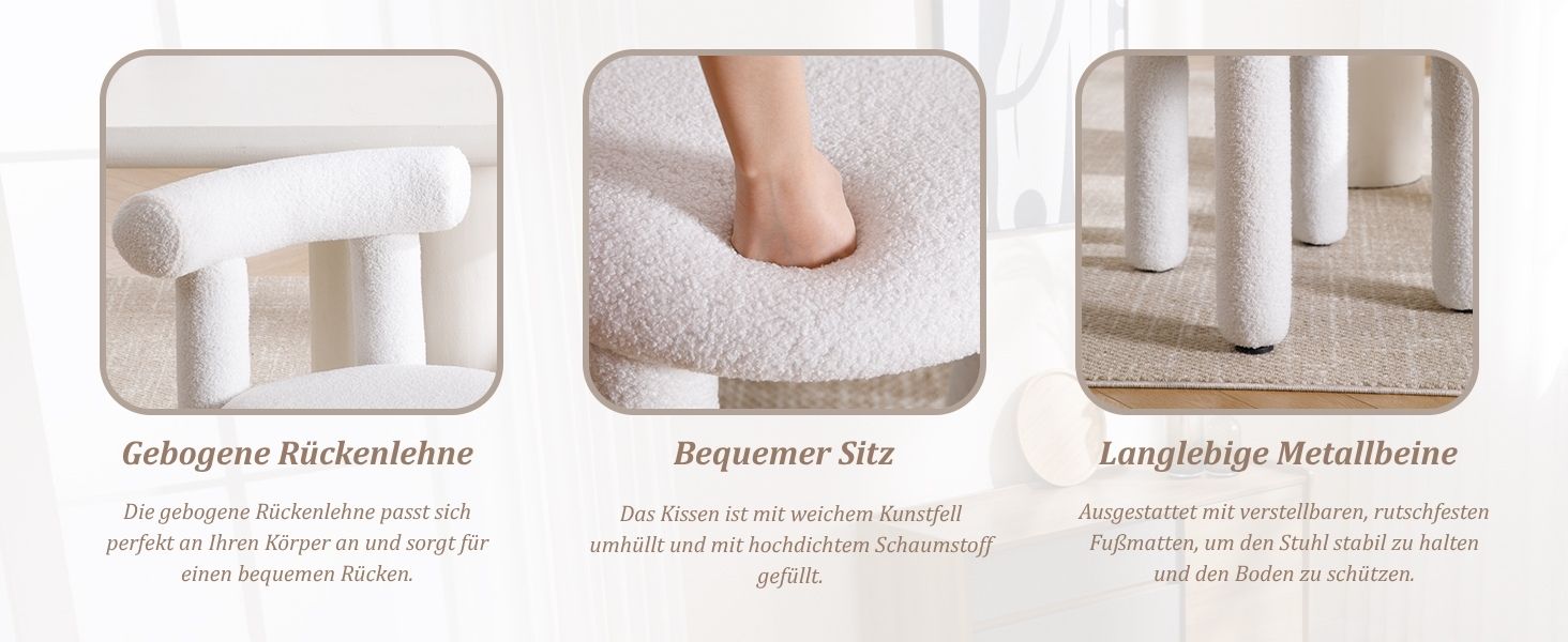 Produktdemonstration auf drei Panels mit deutschen Textetiketten, die weiße zylindrische Objekte in verschiedenen Verwendungen und Konfigurationen zeigen.