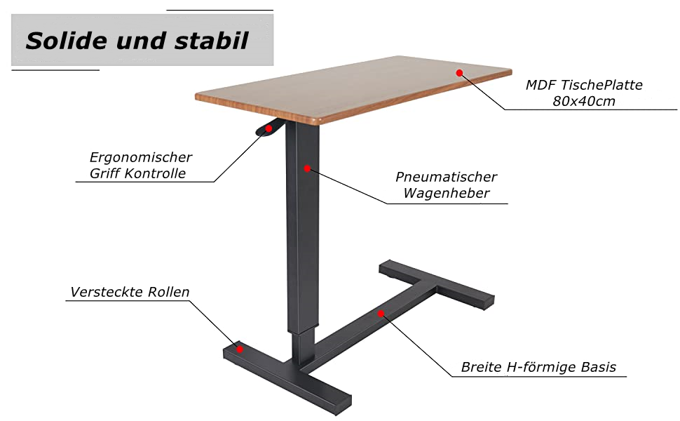 Laptoptisch Betttisch mit Rollen