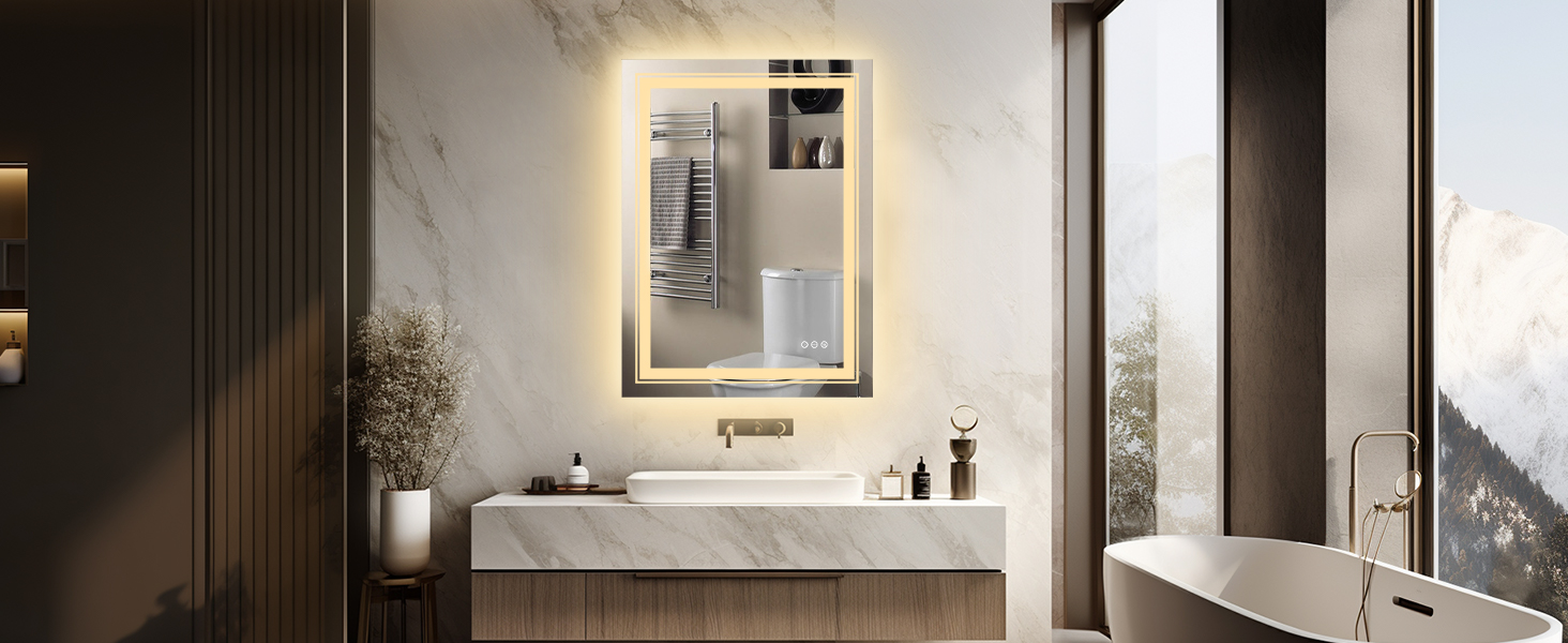 LUVODI Specchio da Bagno con LED luce da parete