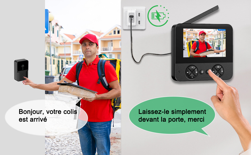 Timbre inalámbrico con cámara y pantalla 1080P, videoportero bidireccional, videoteléfono