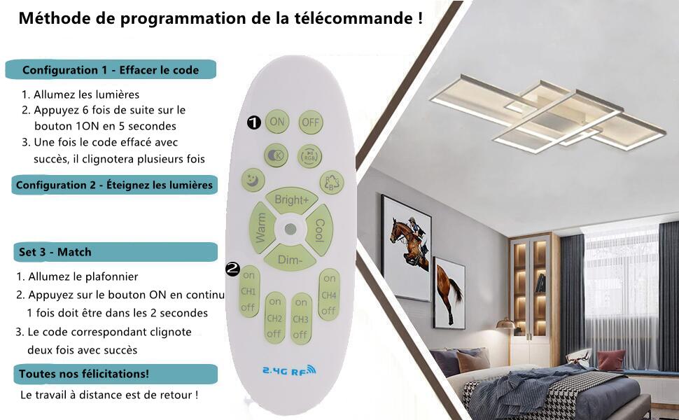  télécommandes dimables salon salle plafonnier