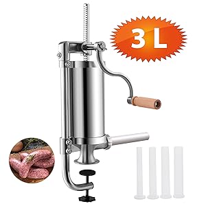 RELAX4LIFE Insaccatrice Manuale per Salsiccia in Acciaio Inox, Macchina di  Produzione di Salsiccia con Tubi di Diversi Diametri, Fissaggio al Piano di  Lavoro Solido e Regolabile, 1,5/3/3,5/6 L (6 L)