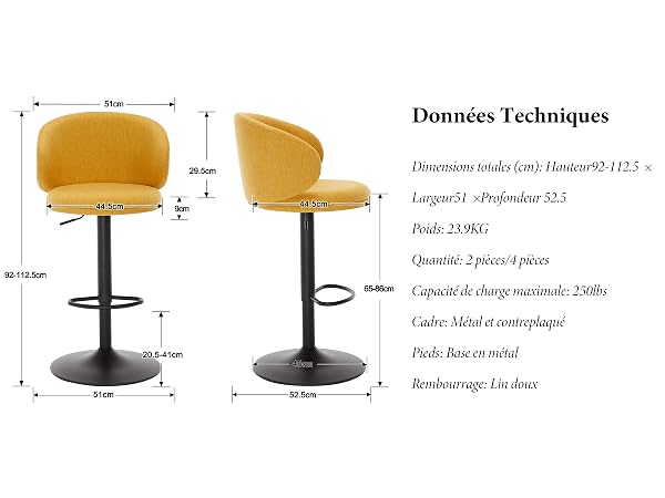 tabourets lot de 4