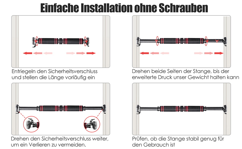 Zugstange für Türrahmen, Klimmzugstange für Türrahmen, Klimmzug-Trainer, Multi-Griff Klimmzugstange