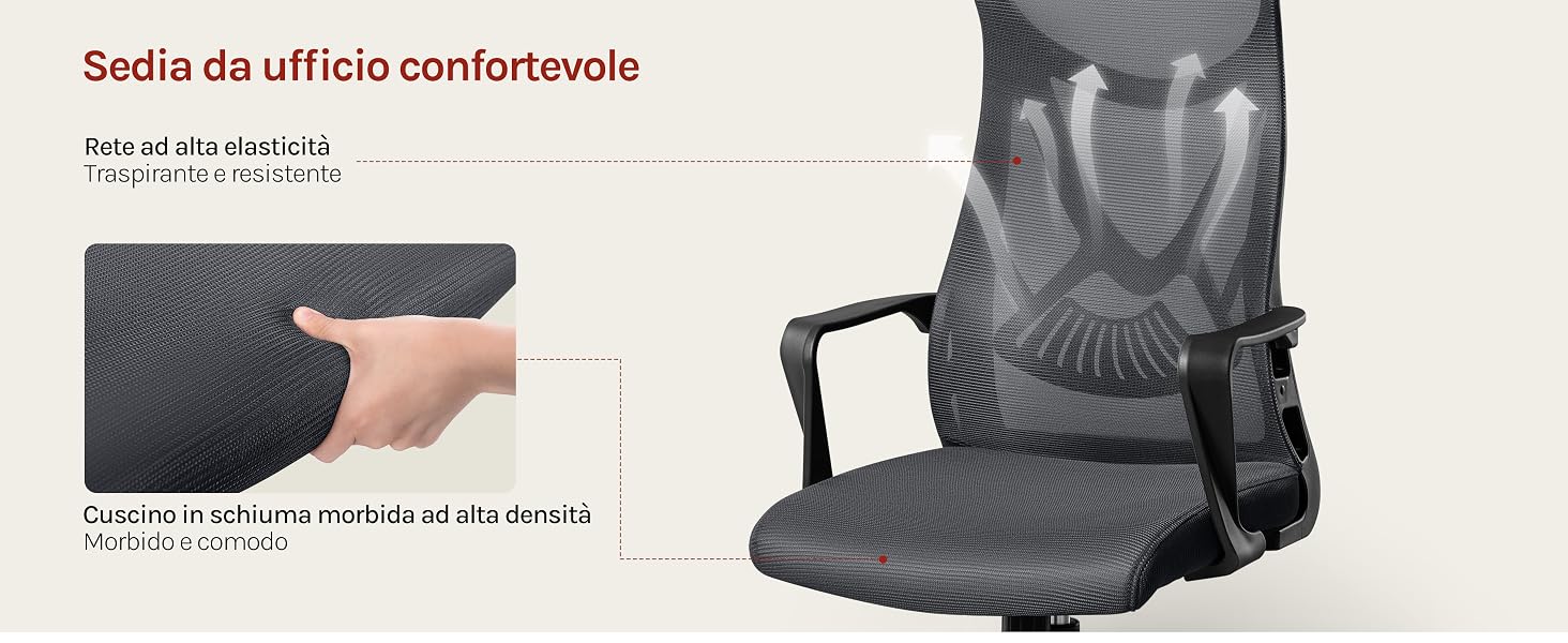 Serie di immagini che mostrano il cuscino ergonomico grigio da più angolazioni, dimostrando l'installazione e l'utilizzo sulla sedia da ufficio.