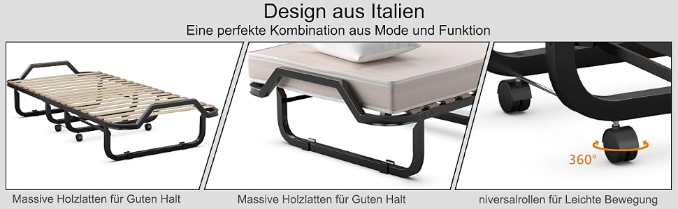 Metallbett auf Rädern