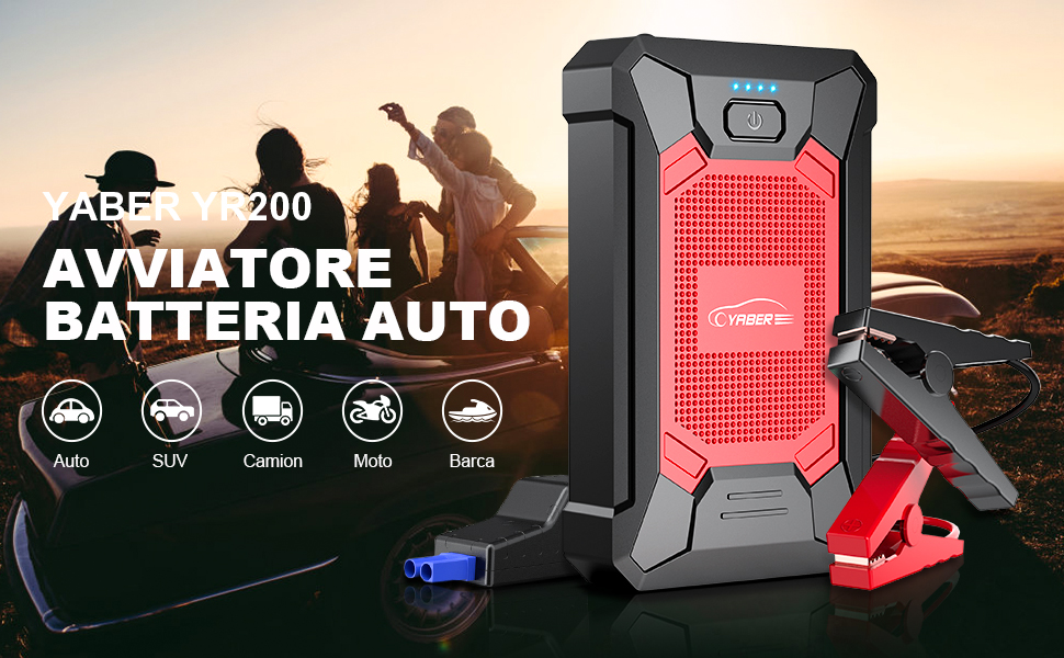 Yaber Avviatore Batteria Auto, 1000A Booster Avviamento Auto