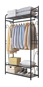 Appendiabiti da Terra in bambu, Appendiabiti con Ripiani Due Stand Appendiabiti Ingresso Attaccapann