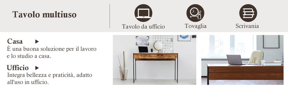 COSTWAY Scrivania da Lavoro con Cassetti, Tavolo Porta PC per Computer da  Ufficio Casa (Marrone scuro)