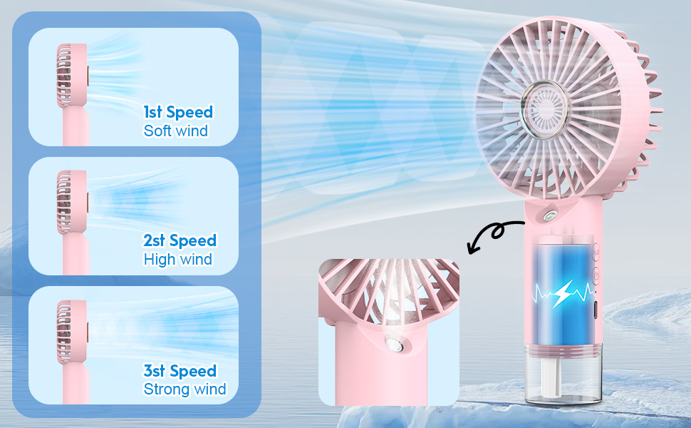 Mini ventilador portátil con función de humidificación