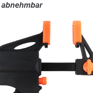 Appareil de fitness ajustable noir avec points de réglage orange, étiqueté « abnehmbar » représentant une partie d'un système de montage ou
