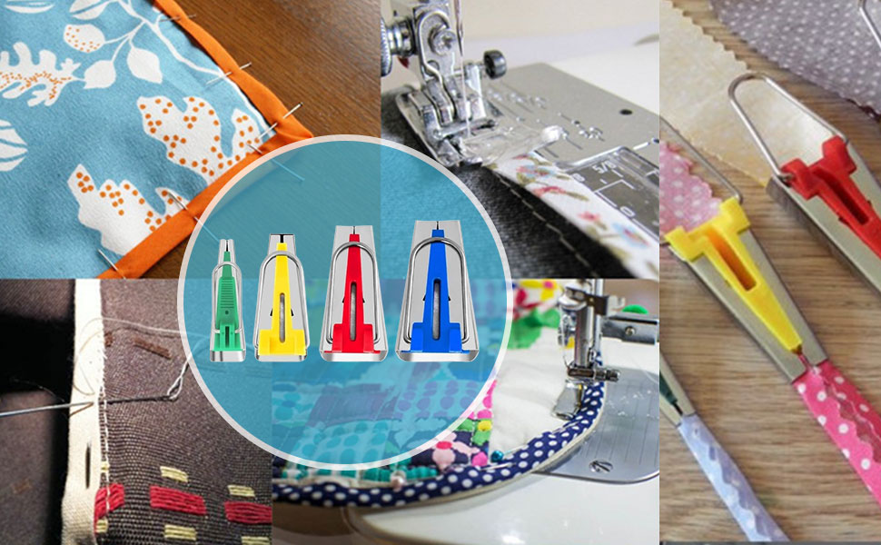 Tira de tela con cinta al bies para coser