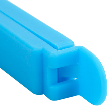 Close-up views of a bright blue plastic component or tool shown from multiple angles against white background.
